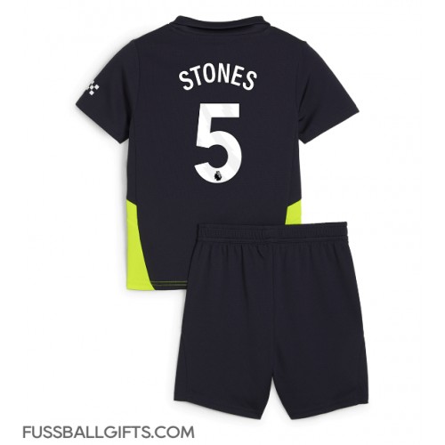 Manchester City John Stones #5 Fußballbekleidung Auswärtstrikot Kinder 2024-25 Kurzarm (+ kurze hosen)